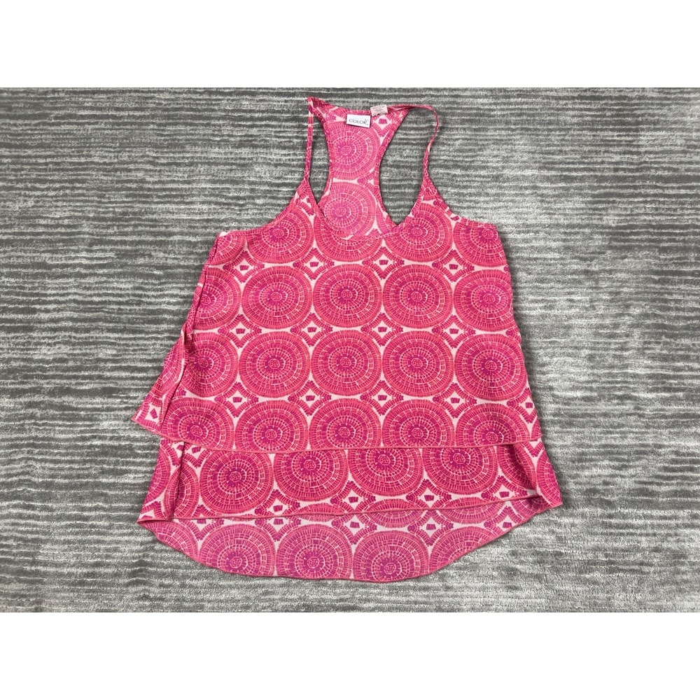 All For Color Top Womens Medium‎ Pink Tank Geometric Casual Racerback